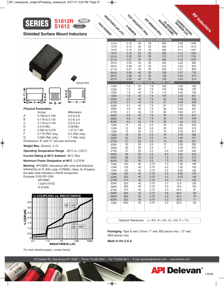 API Delevan S1812 & S1812R User Manual | 1 page