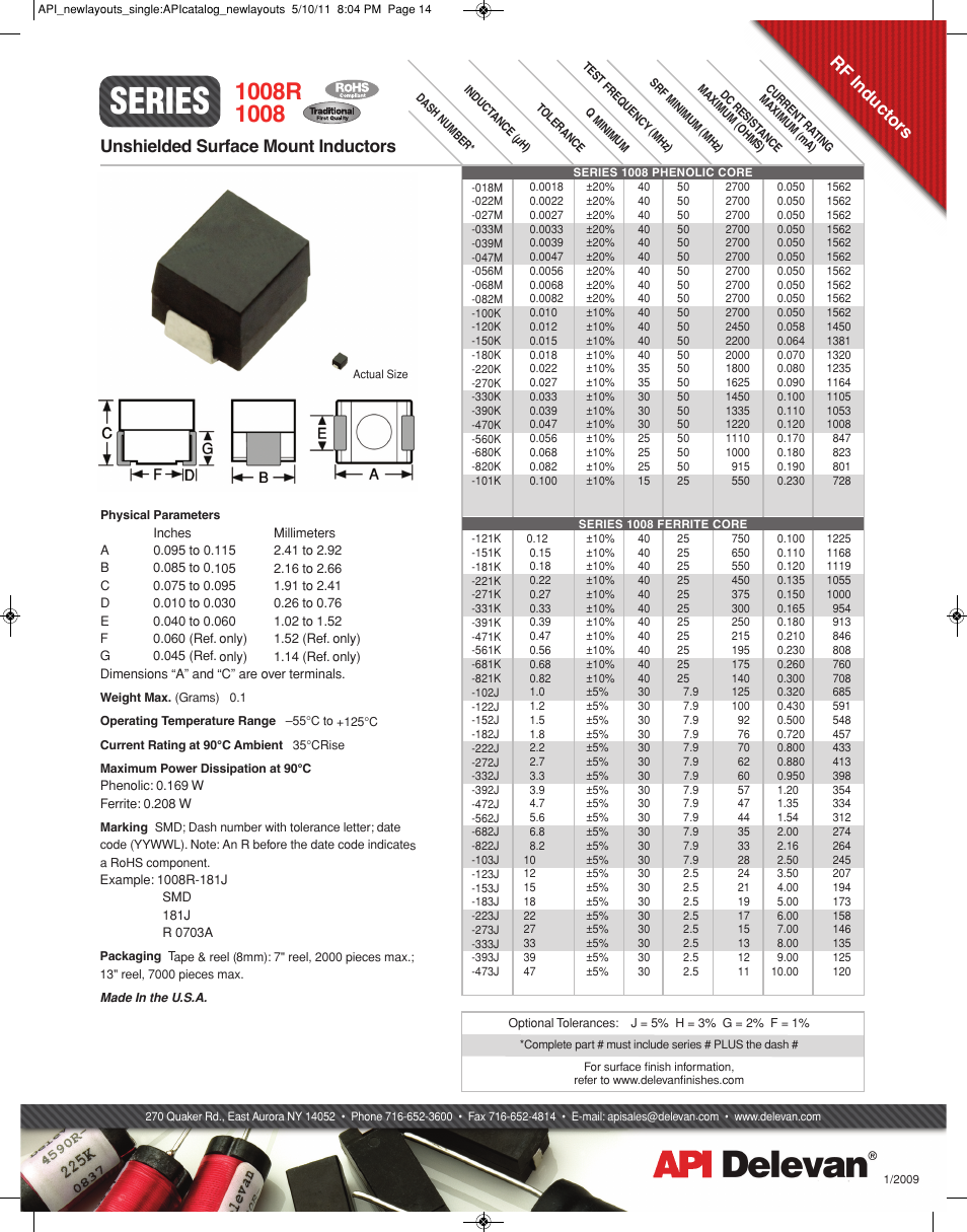 API Delevan 1008 & 1008R User Manual | 1 page