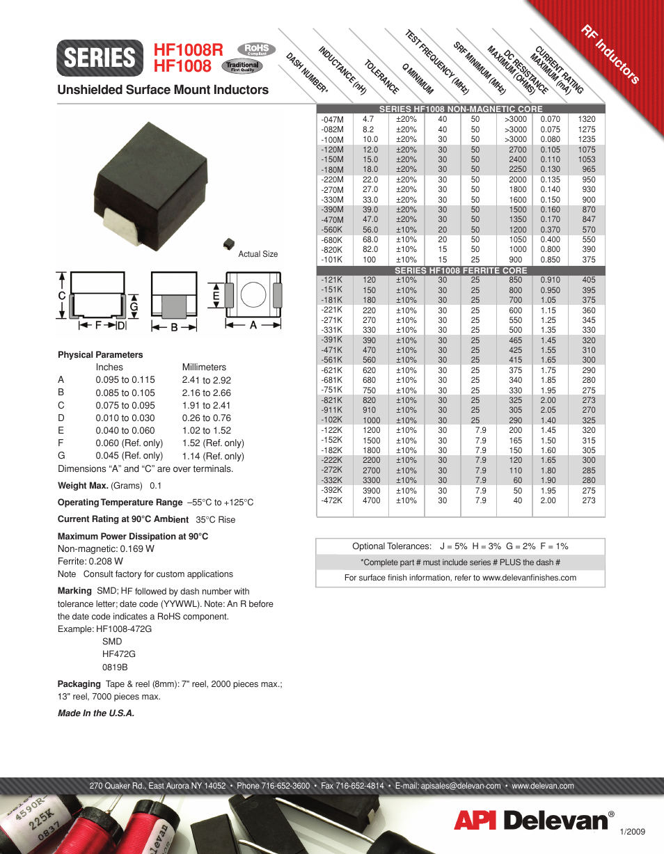 API Delevan HF1008 & HF1008R User Manual | 1 page
