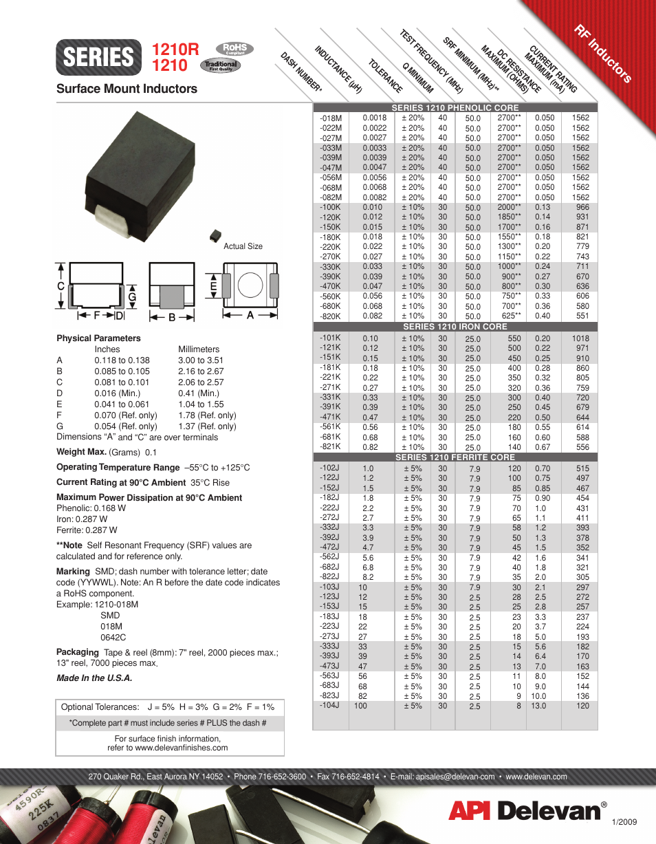 API Delevan 1210 & 1210R User Manual | 1 page