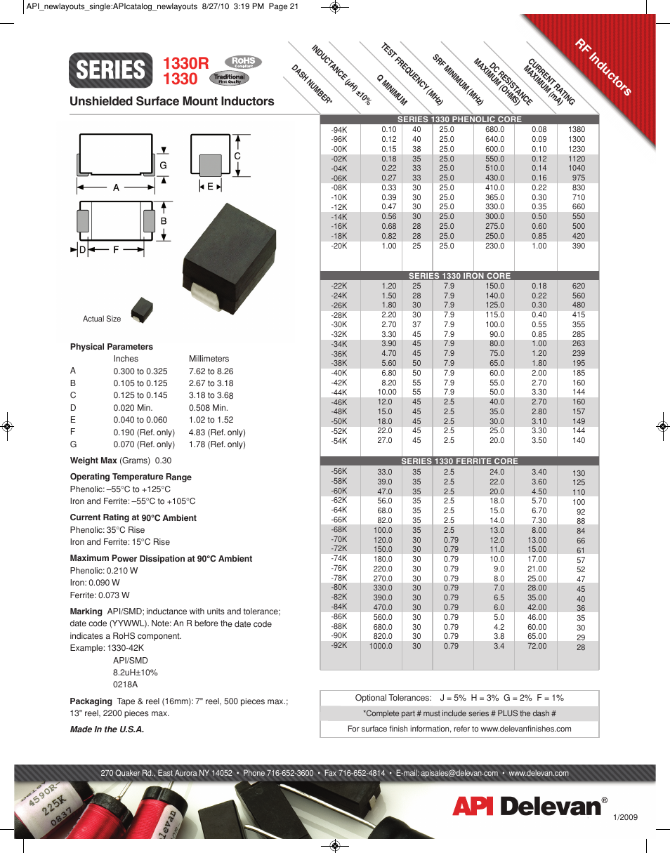 API Delevan 1330 & 1330R User Manual | 1 page