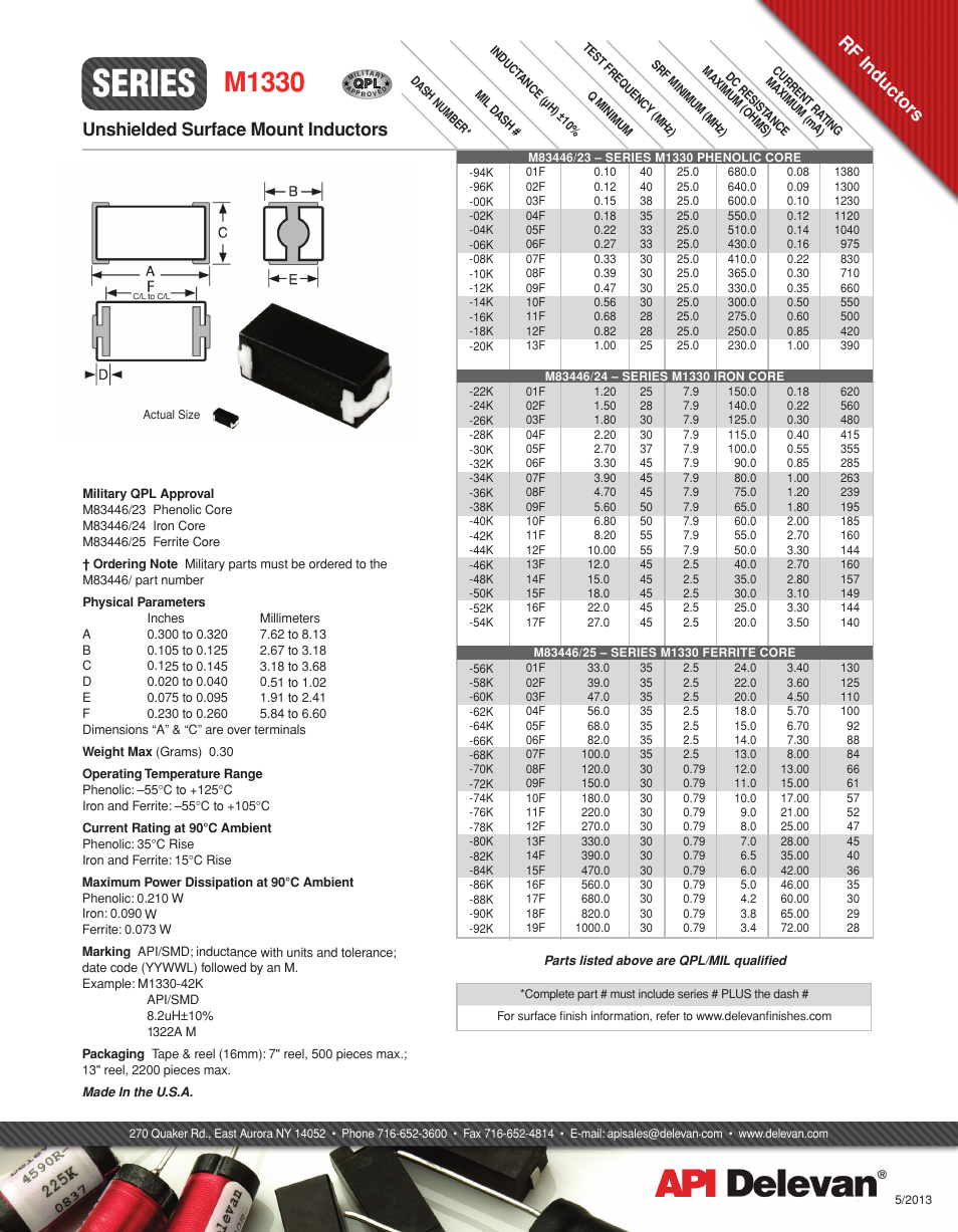 API Delevan M1330 User Manual | 1 page