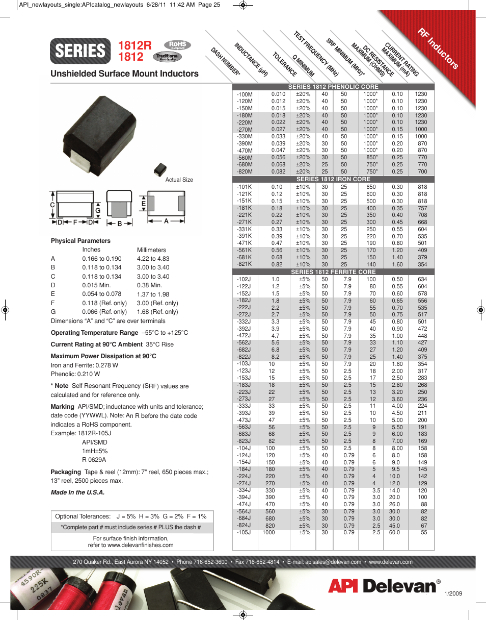 API Delevan 1812 & 1812R User Manual | 1 page