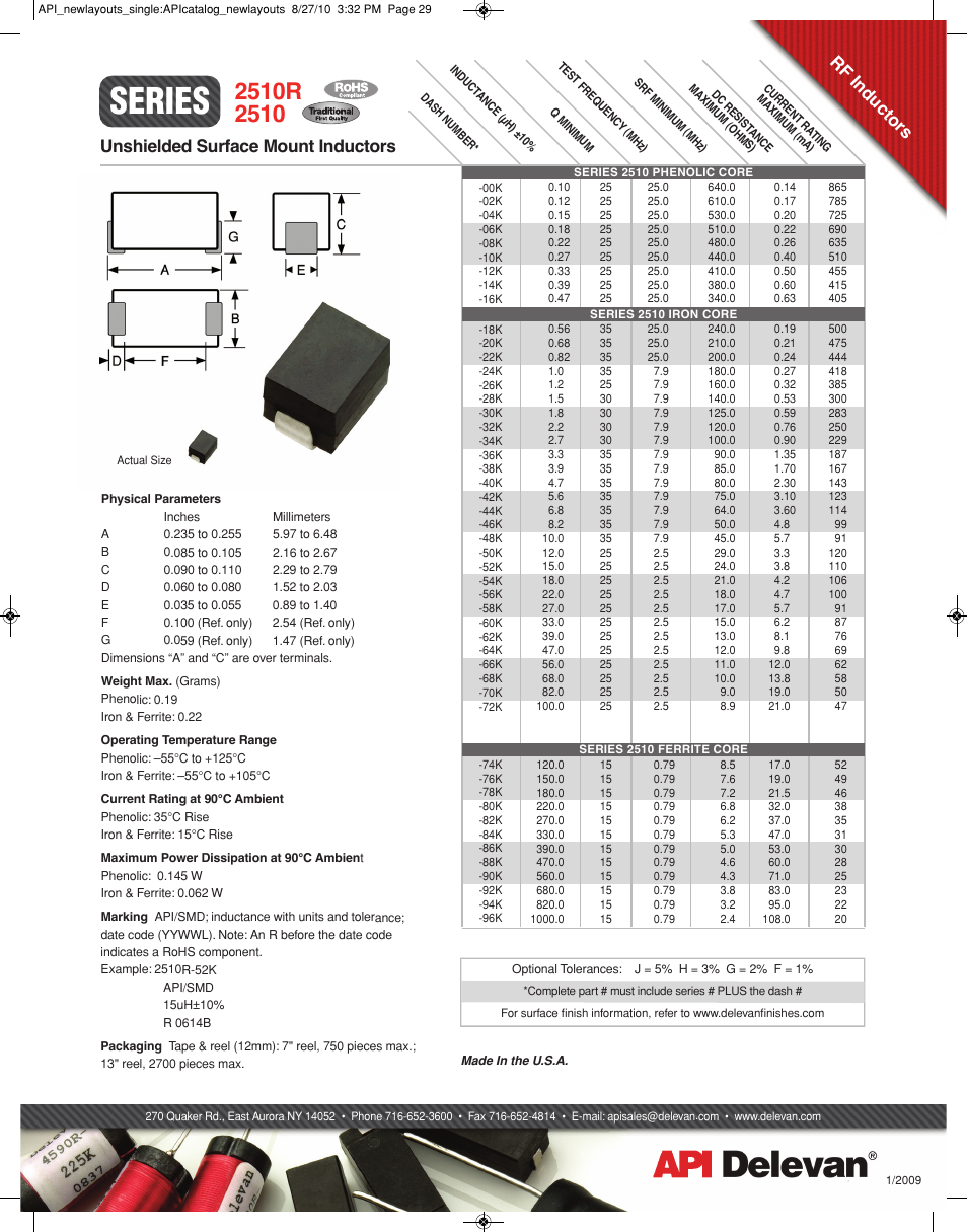 API Delevan 2510 & 2510R User Manual | 1 page