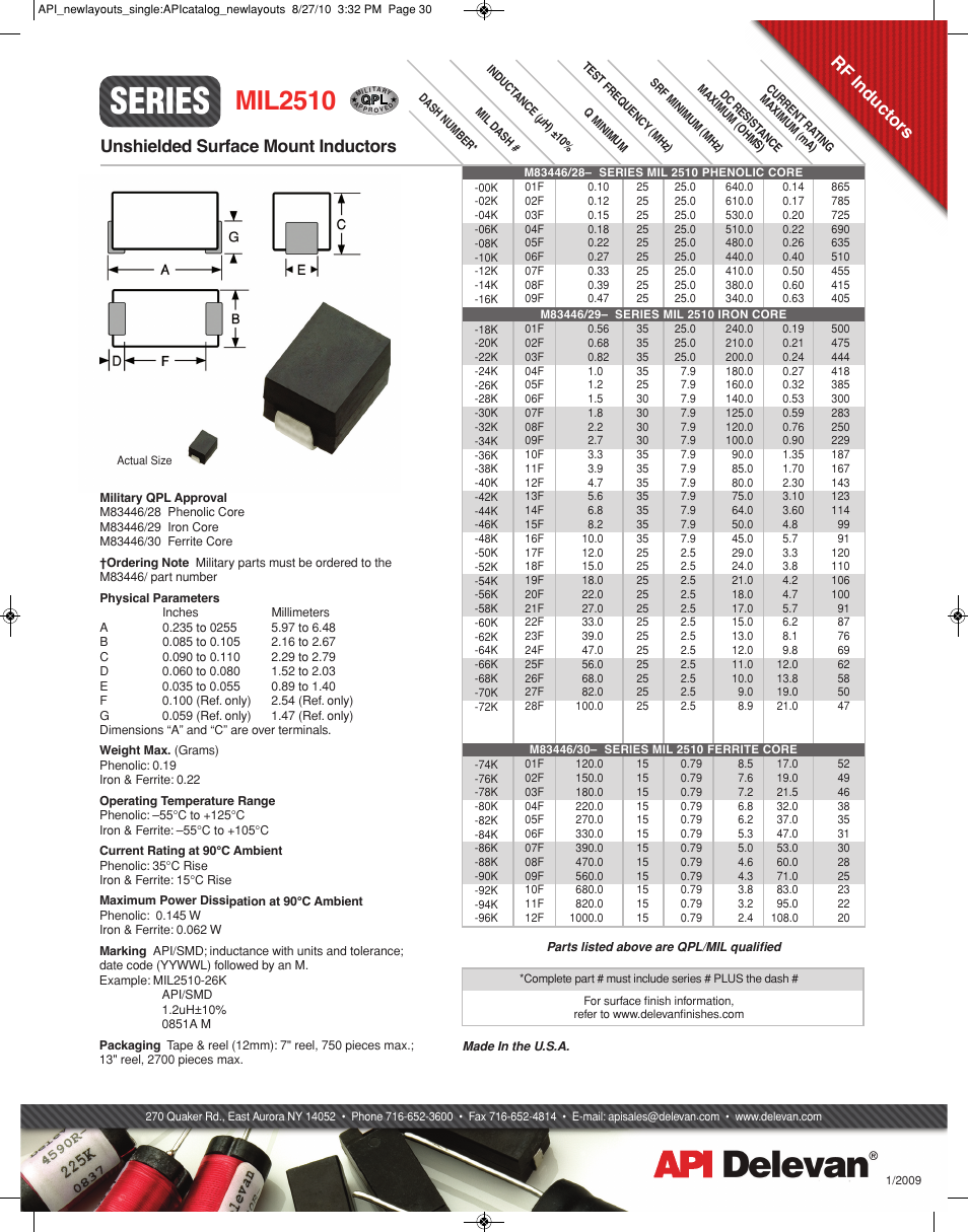 API Delevan MIL2510 User Manual | 1 page