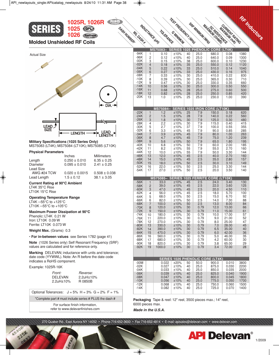 API Delevan 1026 & 1026R User Manual | 1 page