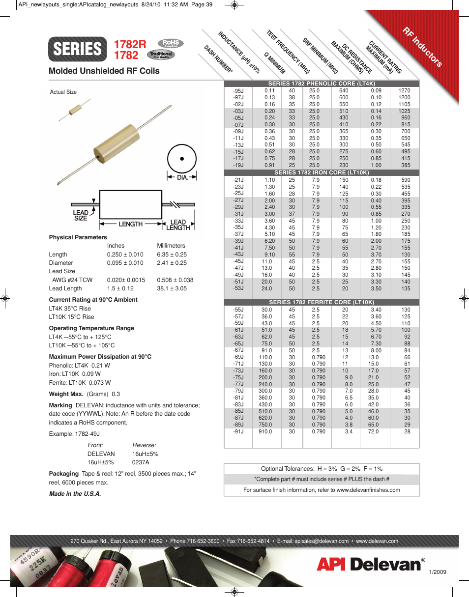 API Delevan 1782 & 1782R User Manual | 1 page