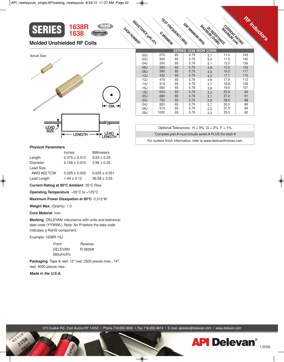 API Delevan 1638 & 1638R User Manual | 1 page