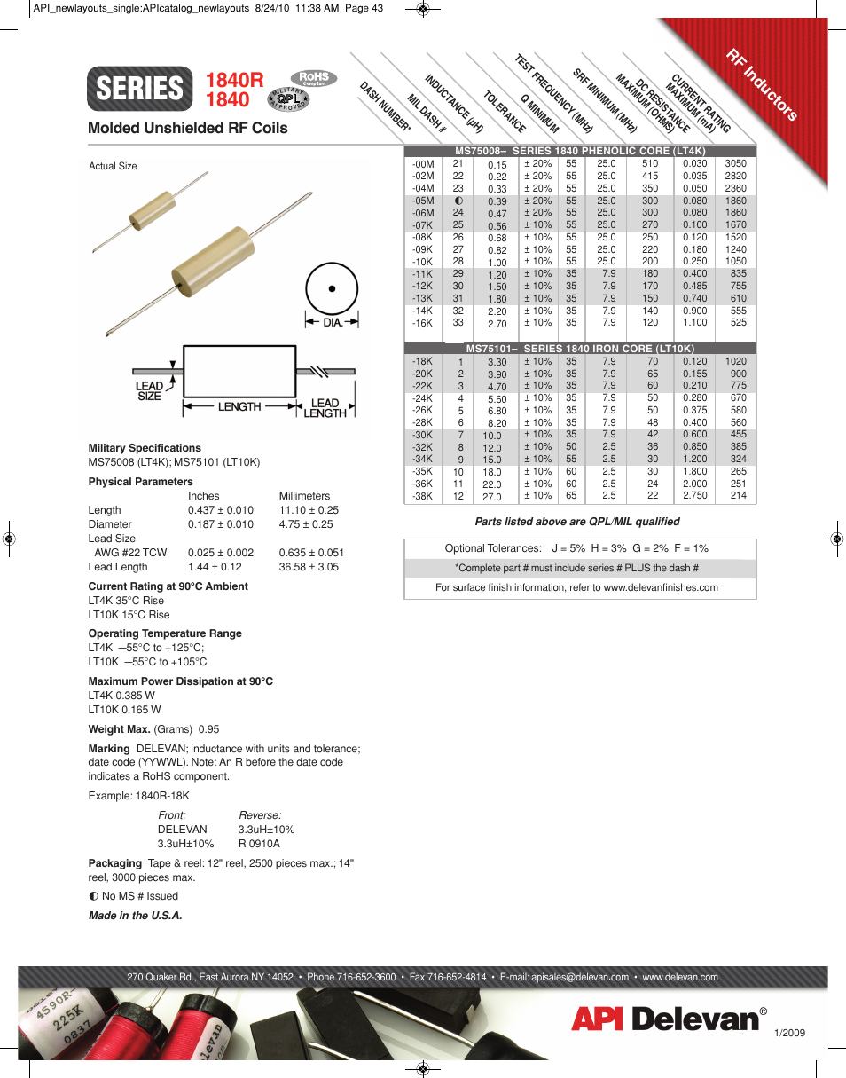 API Delevan 1840 & 1840R User Manual | 1 page