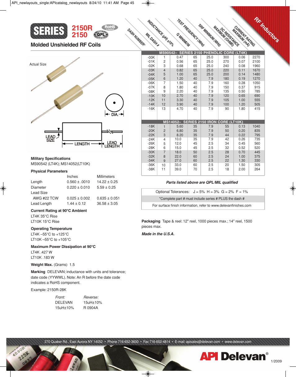 API Delevan 2150 & 2150R User Manual | 1 page