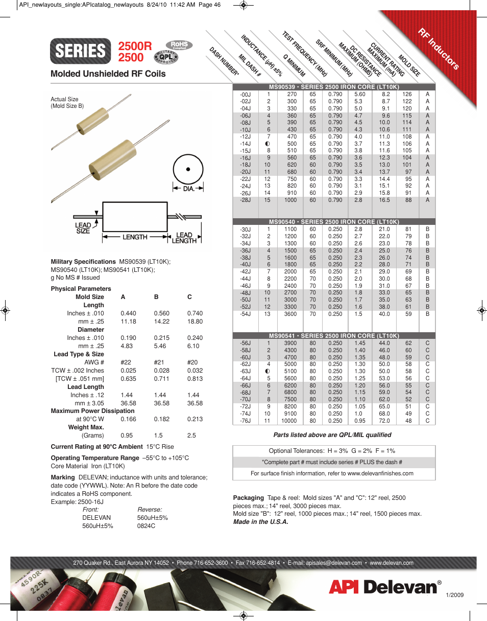 API Delevan 2500 & 2500R User Manual | 1 page