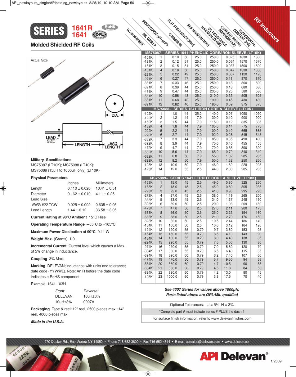 API Delevan 1641 & 1641R User Manual | 1 page