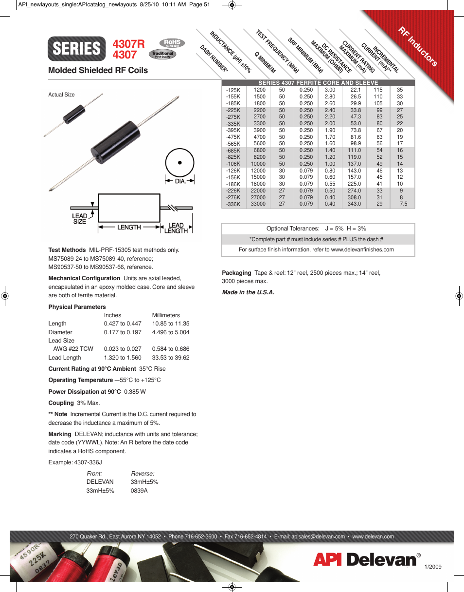 API Delevan 4307 & 4307R User Manual | 1 page