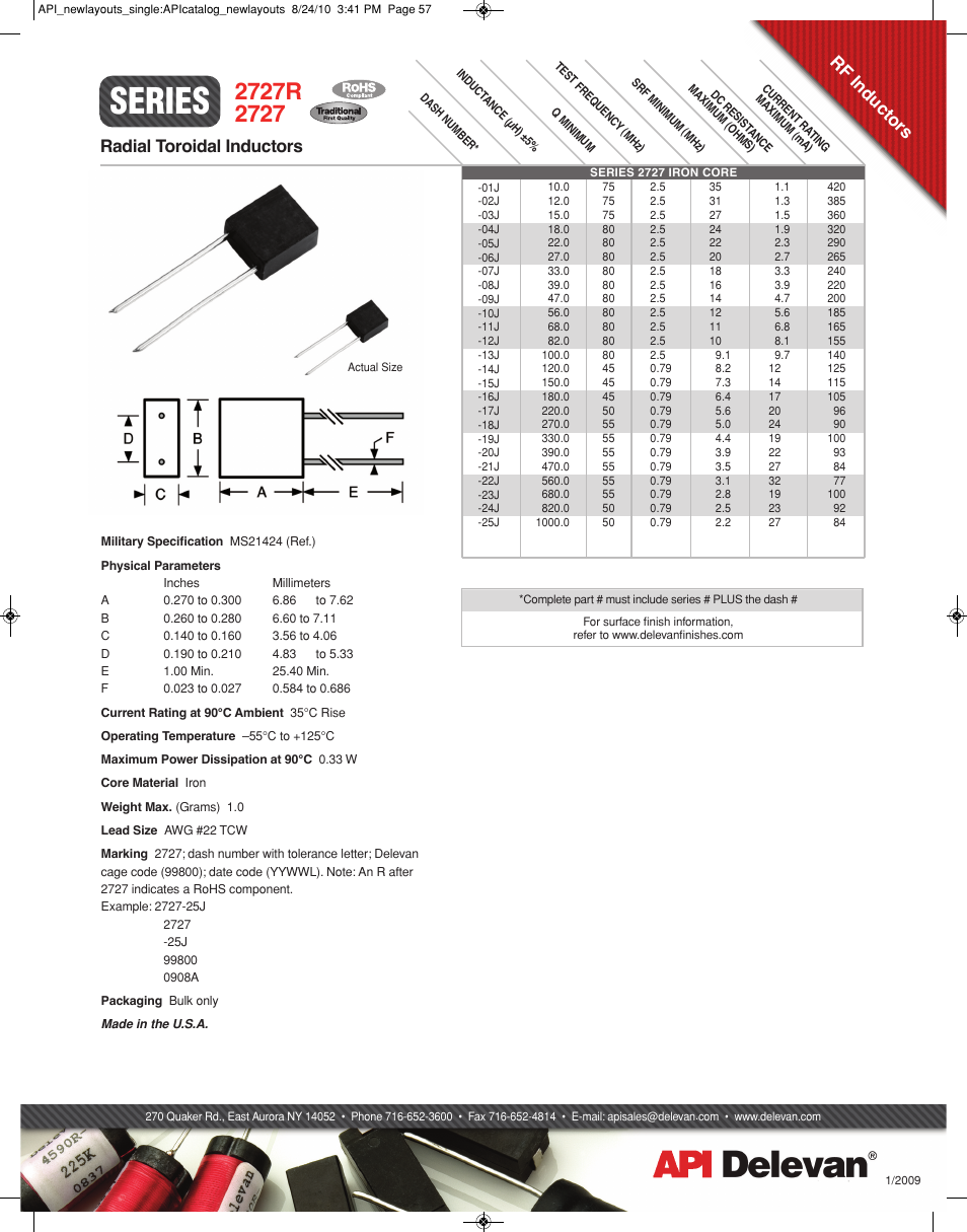 API Delevan 2727 & 2727R User Manual | 1 page