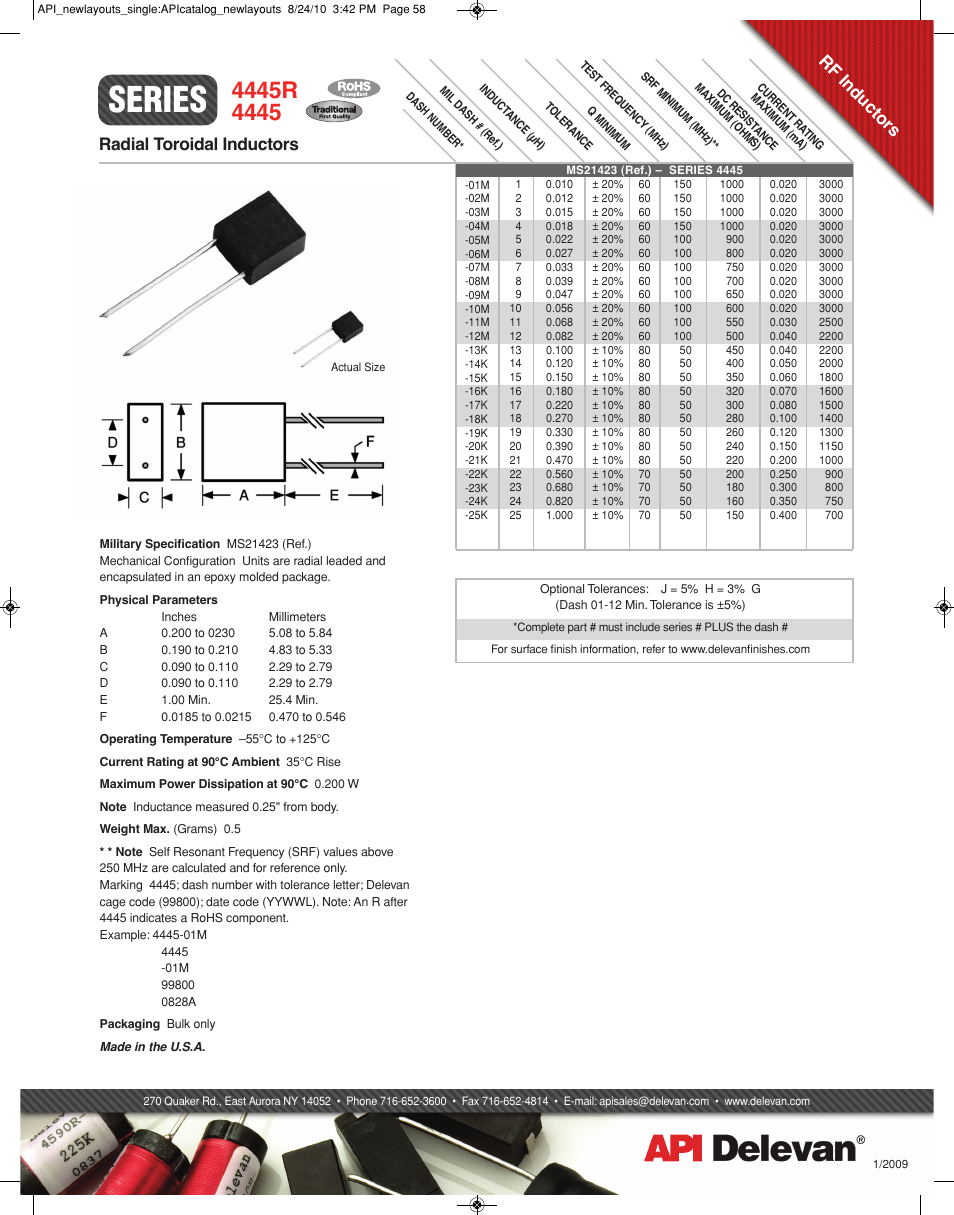 API Delevan 4445 & 4445R User Manual | 1 page