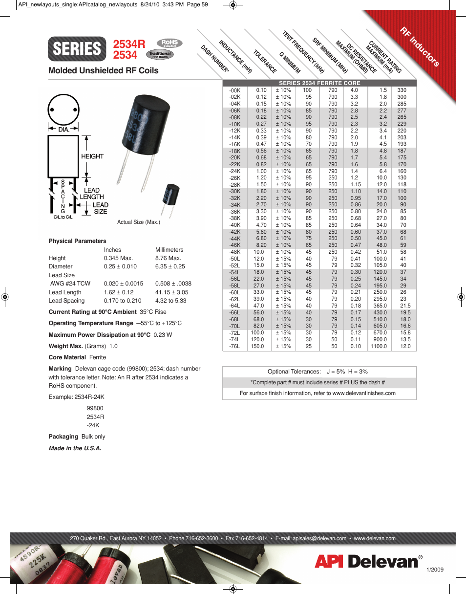 API Delevan 2534 & 2534R User Manual | 1 page