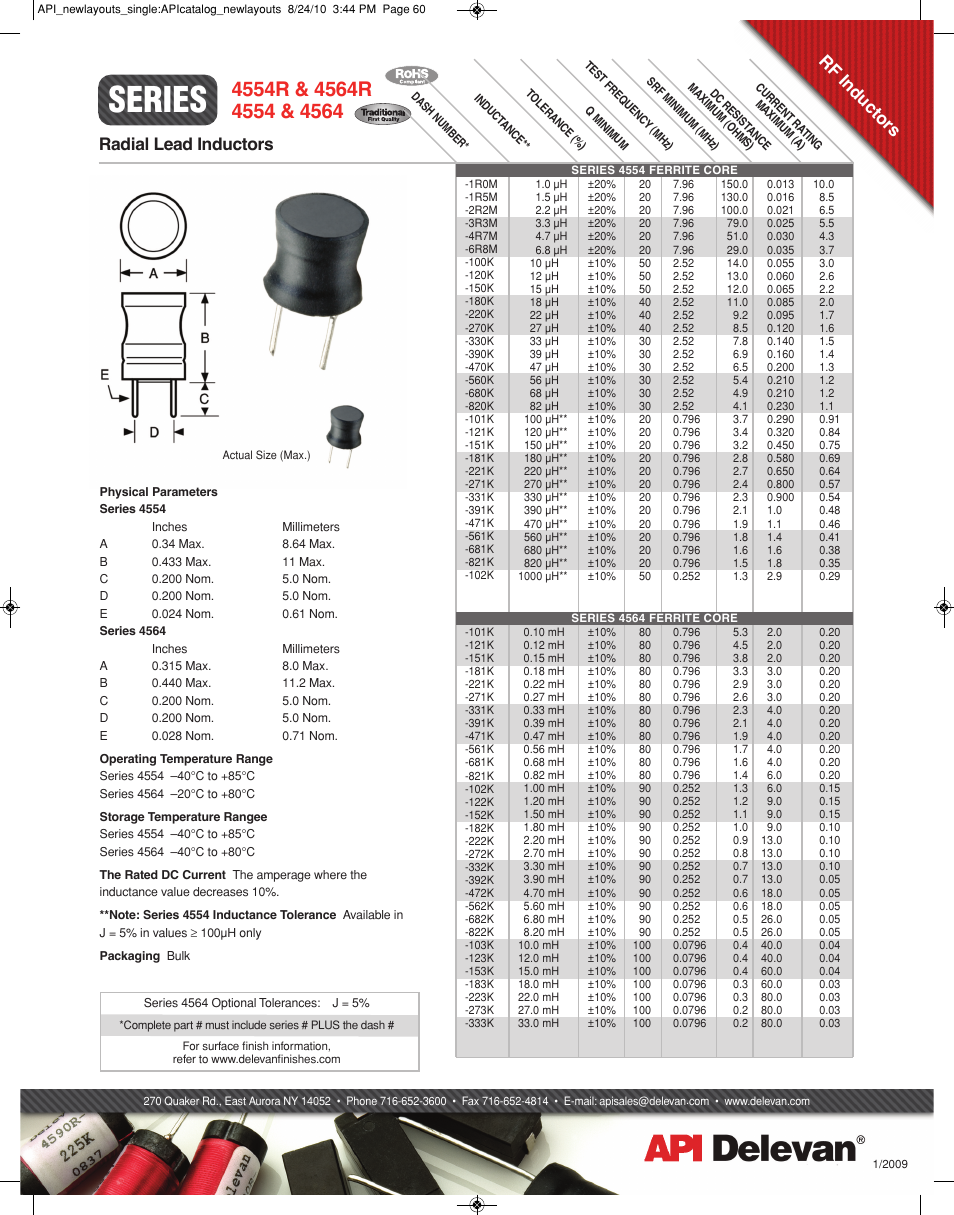 API Delevan 4564 & 4564R User Manual | 1 page