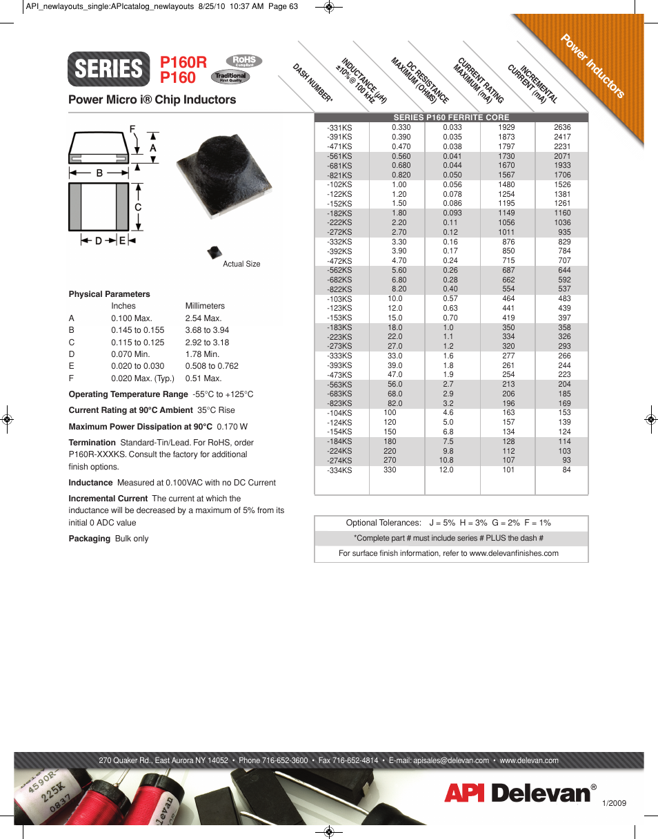 API Delevan P160 & P160R User Manual | 1 page