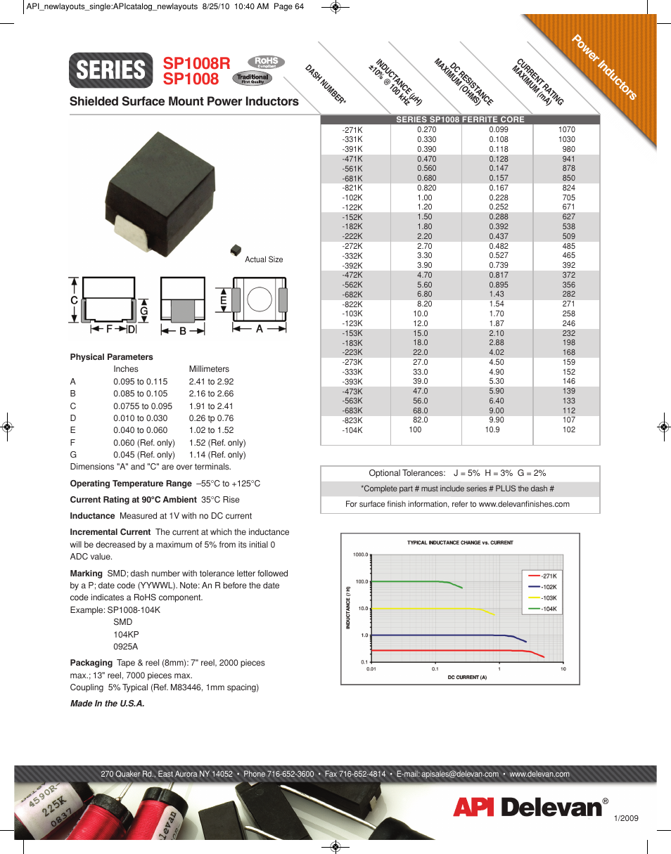 API Delevan SP1008 & SP1008R User Manual | 1 page