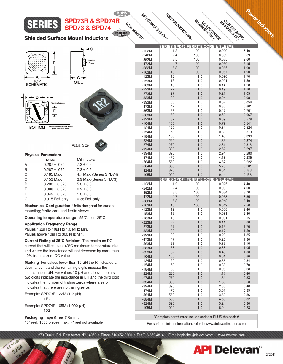 API Delevan SPD74 & SPD74R User Manual | 1 page