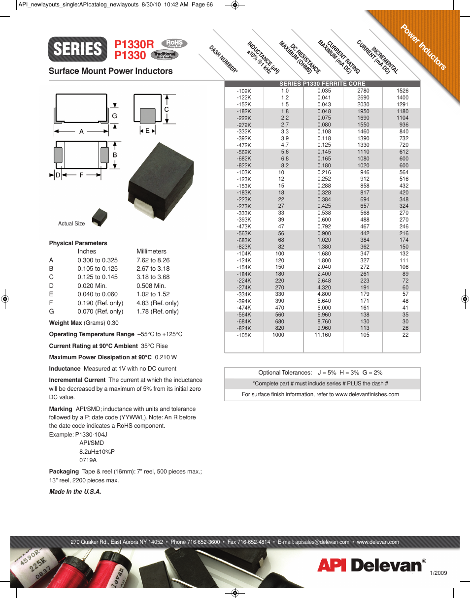 API Delevan P1330 & P1330R User Manual | 1 page