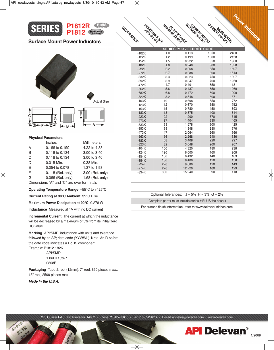 API Delevan P1812 & P1812R User Manual | 1 page