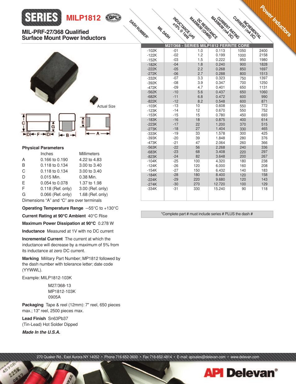 API Delevan MILP1812 User Manual | 1 page