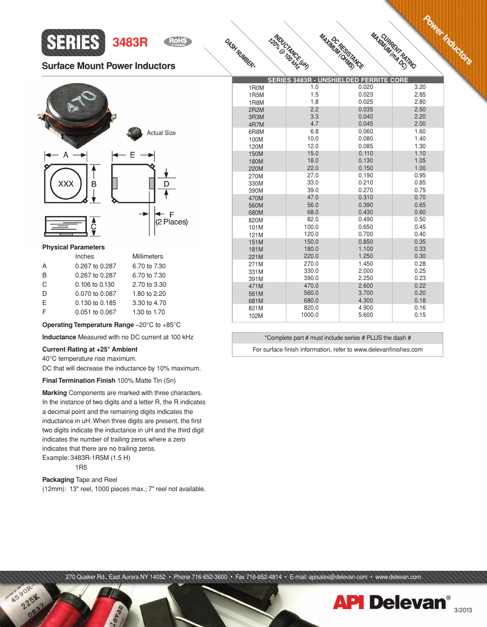 API Delevan 3483R User Manual | 1 page