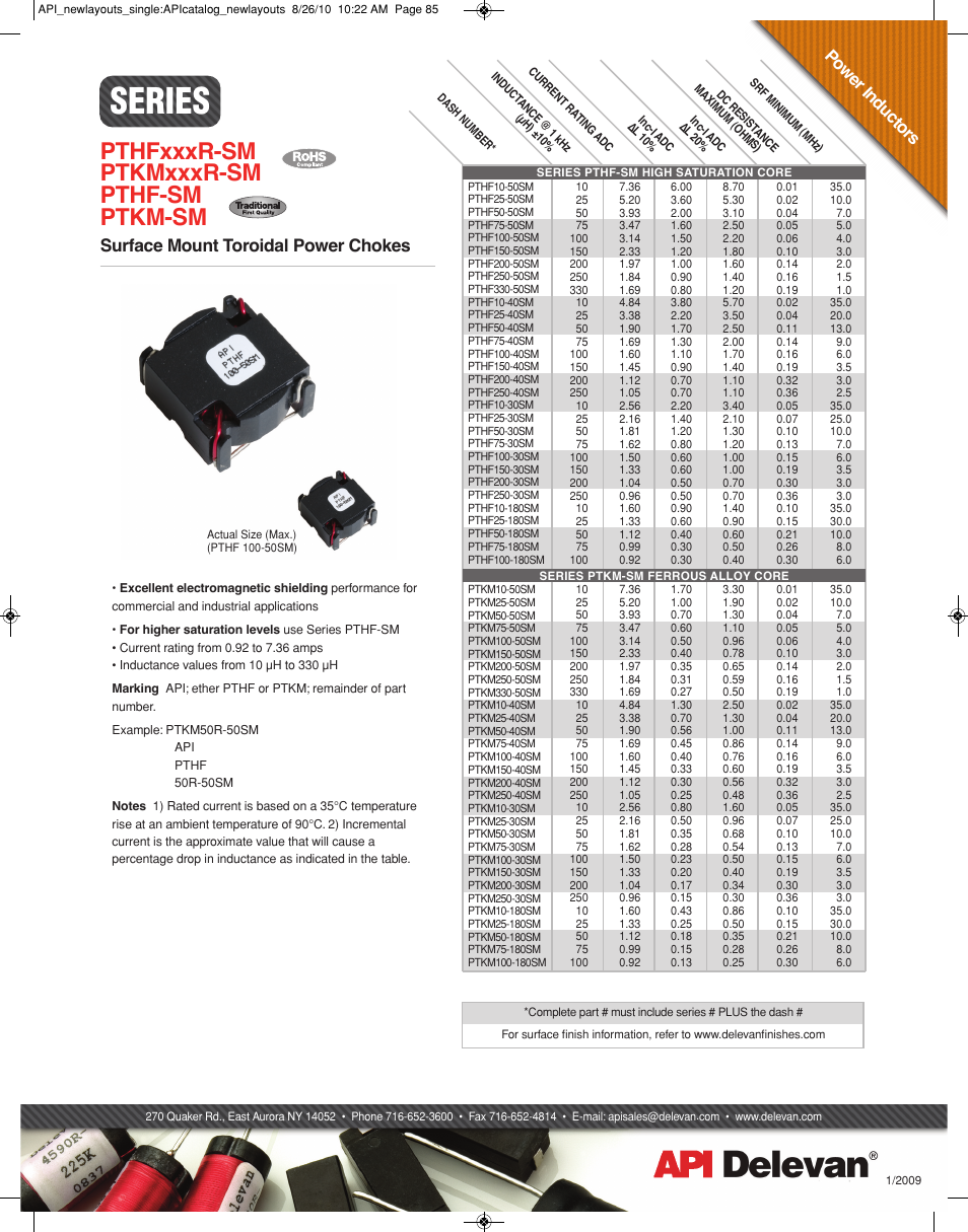 API Delevan PTKM-SM & PTKMxxxR-SM User Manual | 2 pages