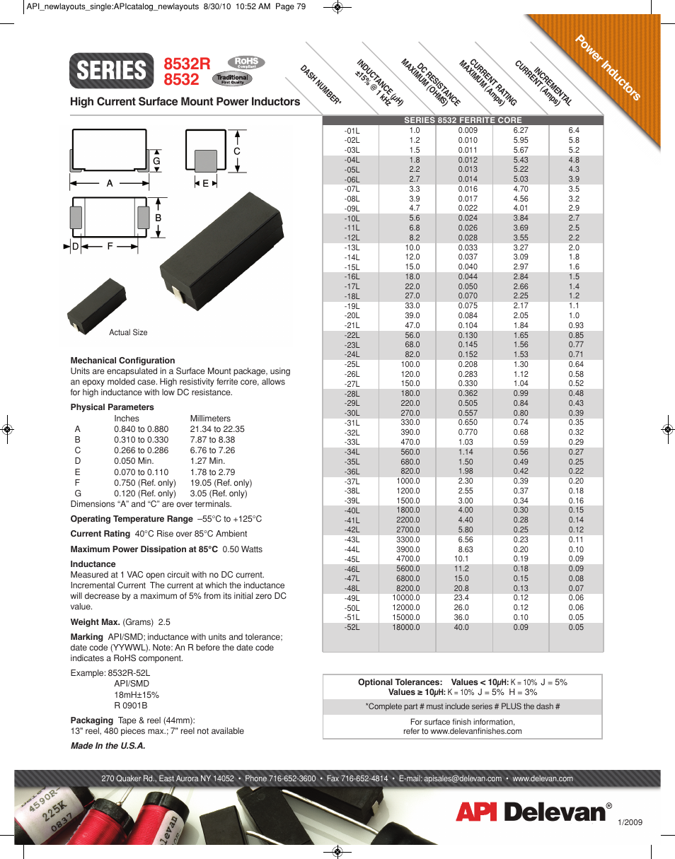 API Delevan 8532 & 8532R User Manual | 1 page