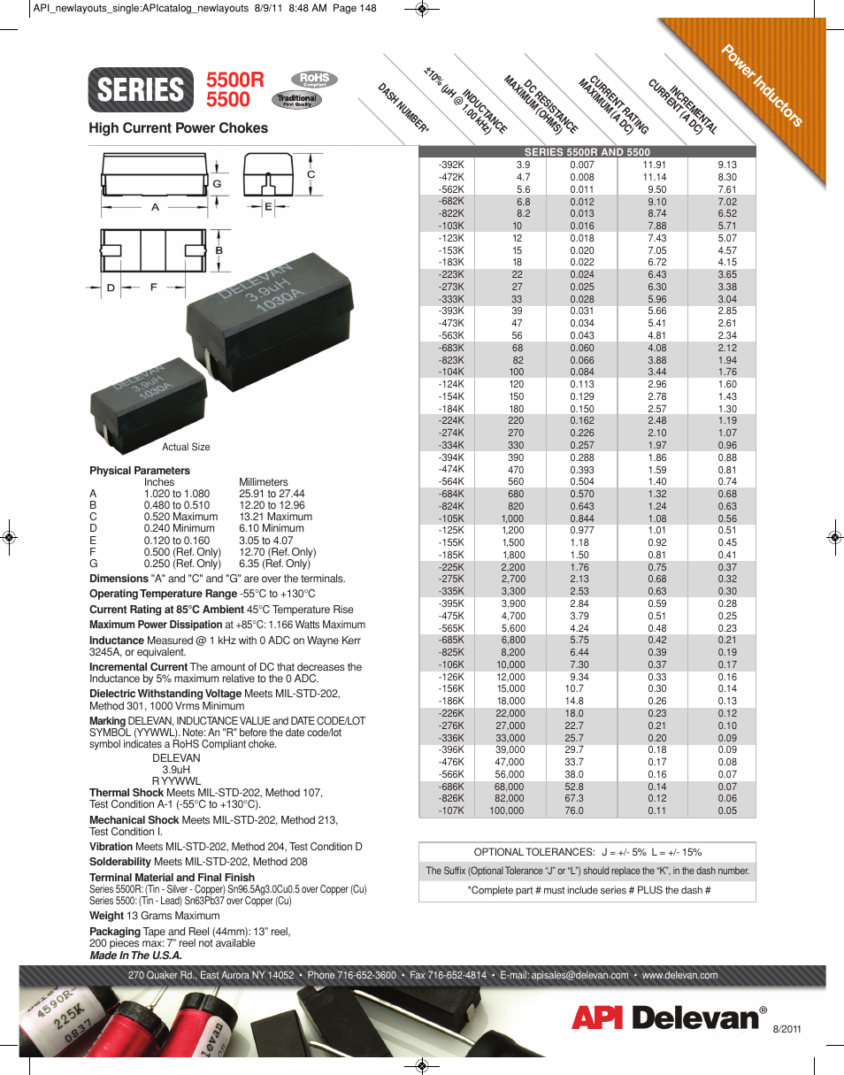 API Delevan 5500 & 5500R User Manual | 1 page