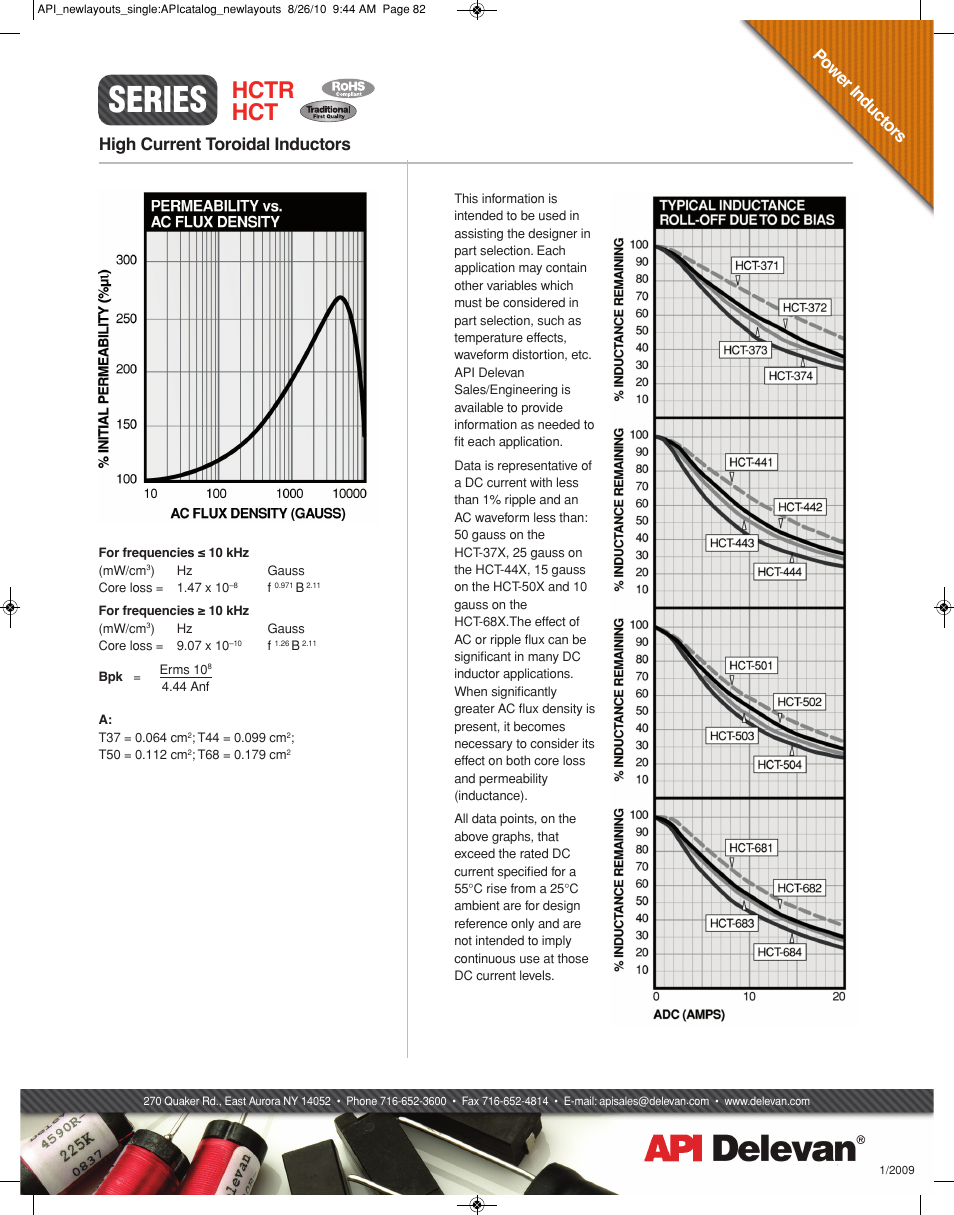 Series, Hctr hct, Po w er i nd uc to rs | High current toroidal inductors | API Delevan HCT & HCTR User Manual | Page 2 / 2