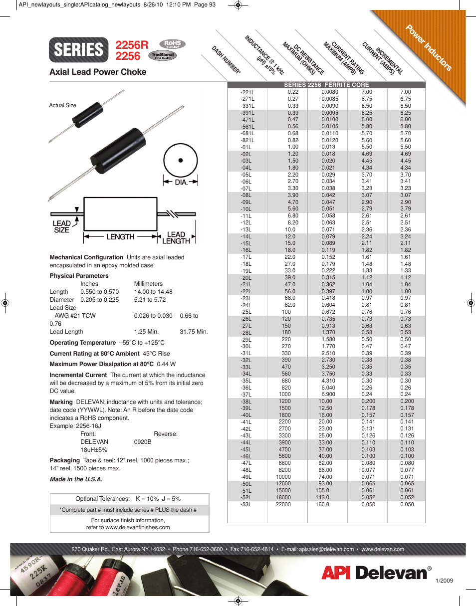 API Delevan 2256 & 2256R User Manual | 1 page