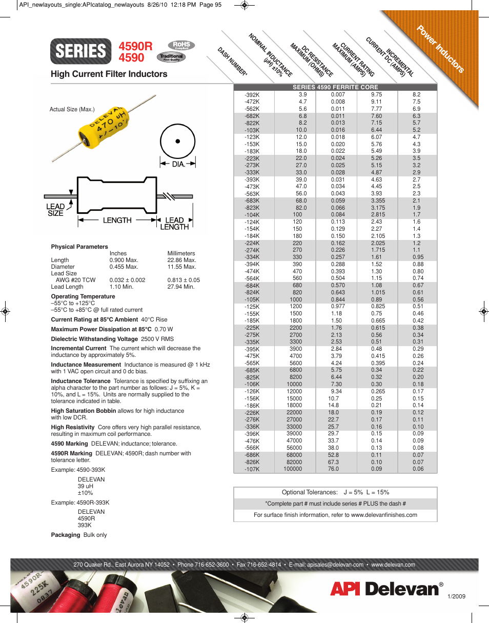 API Delevan 4590 & 4590R User Manual | 1 page