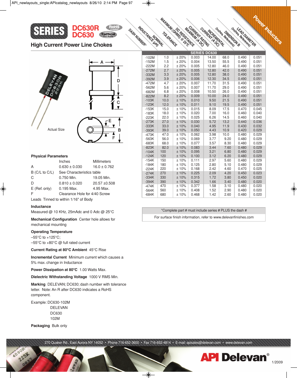 API Delevan DC630 & DC630R User Manual | 1 page