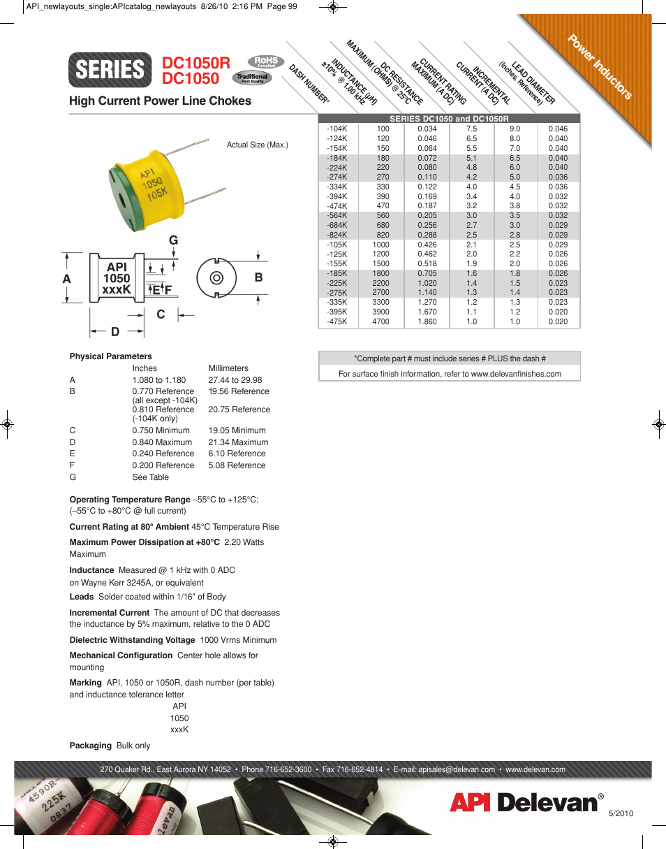 API Delevan DC1050 & DC1050R User Manual | 1 page