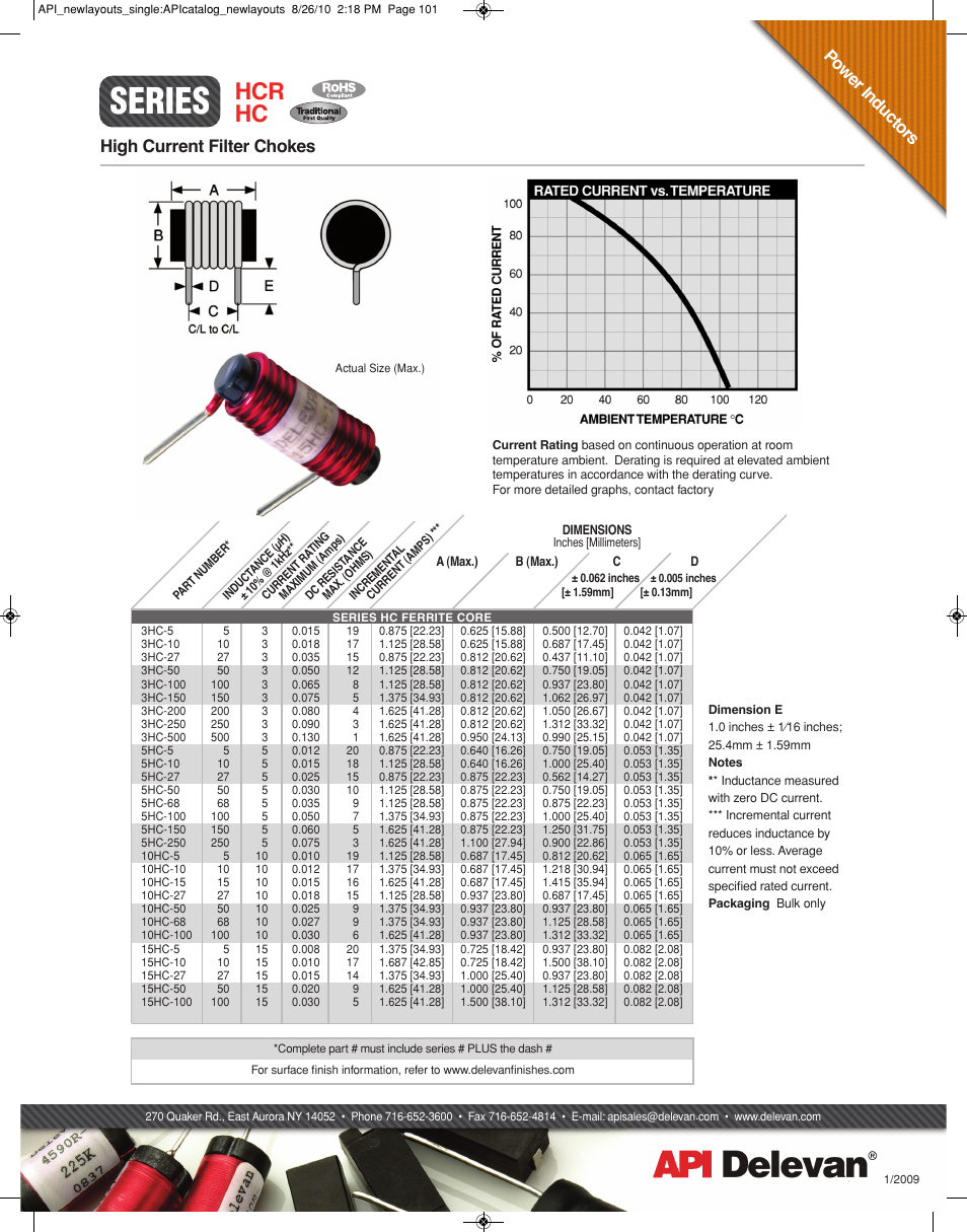 API Delevan HC & HCR User Manual | 1 page