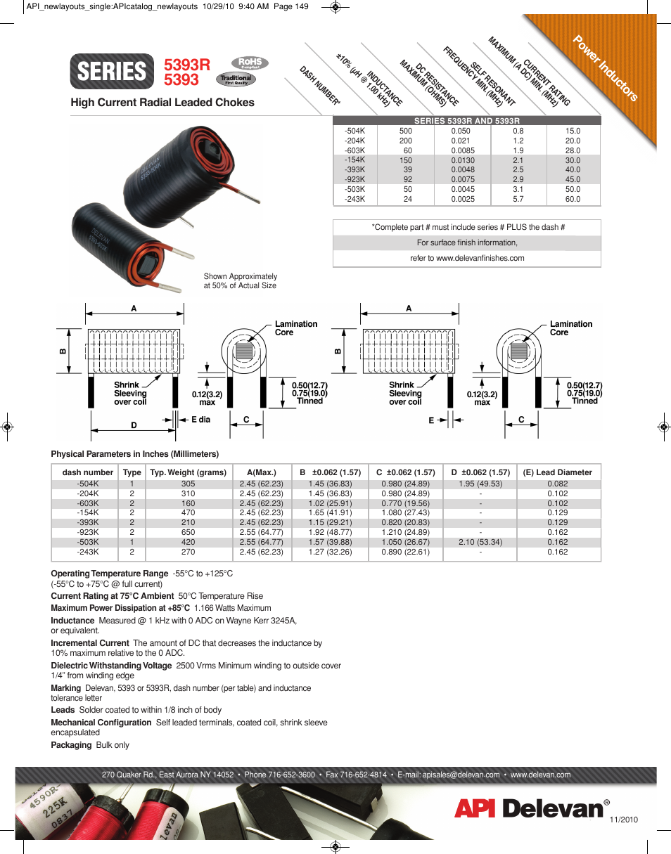 API Delevan 5393 & 5393R User Manual | 1 page