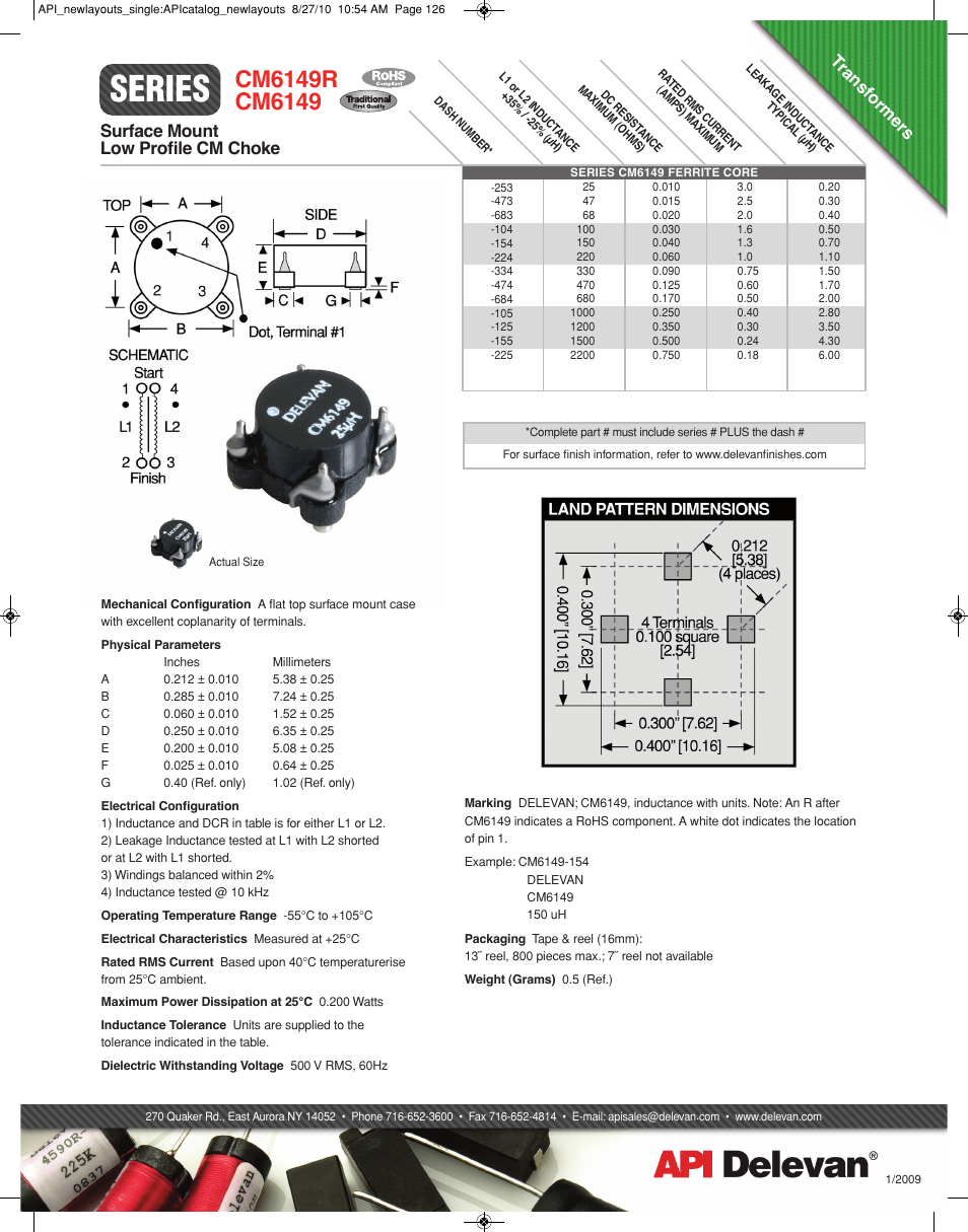 API Delevan CM6149 & CM6149R User Manual | 1 page