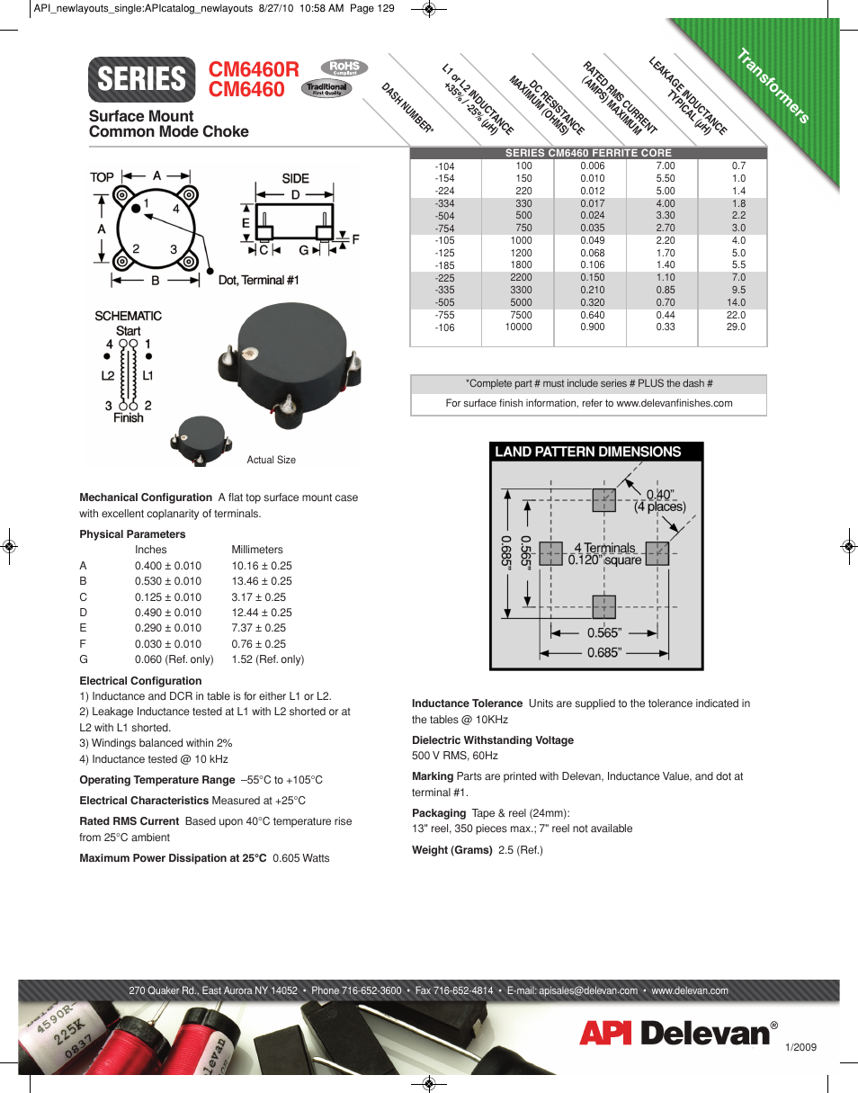 API Delevan CM6460 & CM6460R User Manual | 1 page