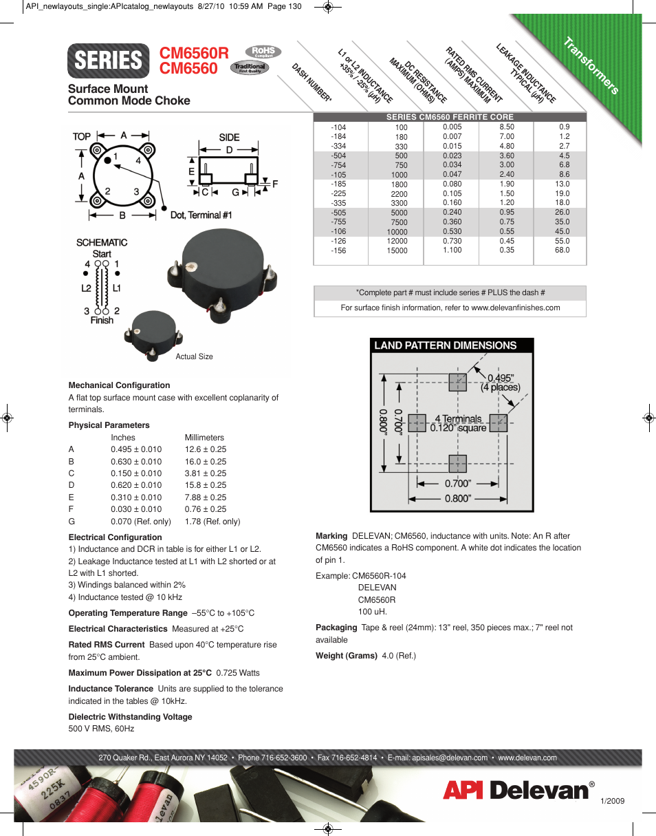 API Delevan CM6560 & CM6560R User Manual | 1 page