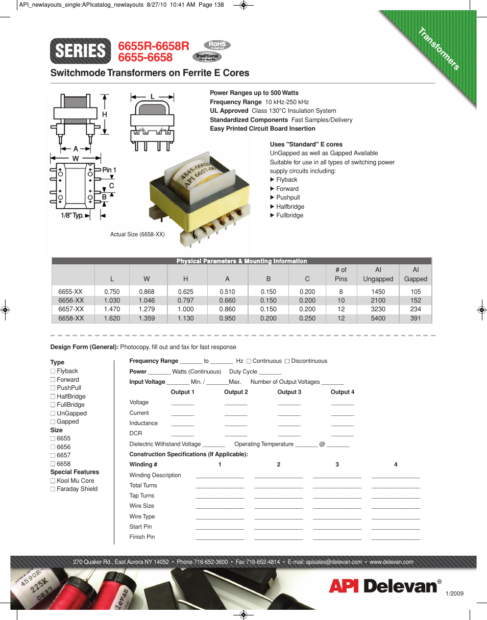 API Delevan 6658 & 6658R User Manual | 1 page