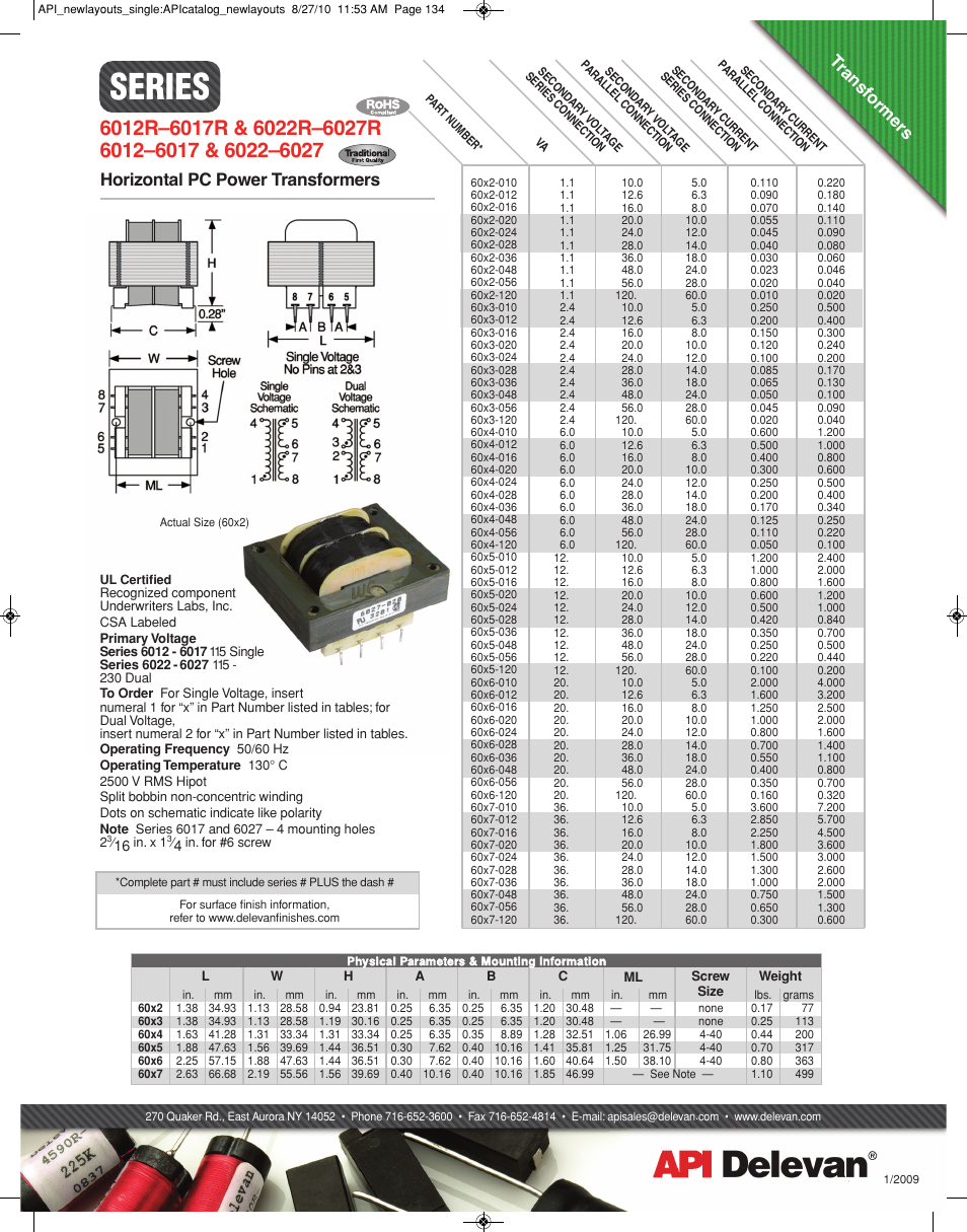 API Delevan 6027 & 6027R User Manual | 1 page