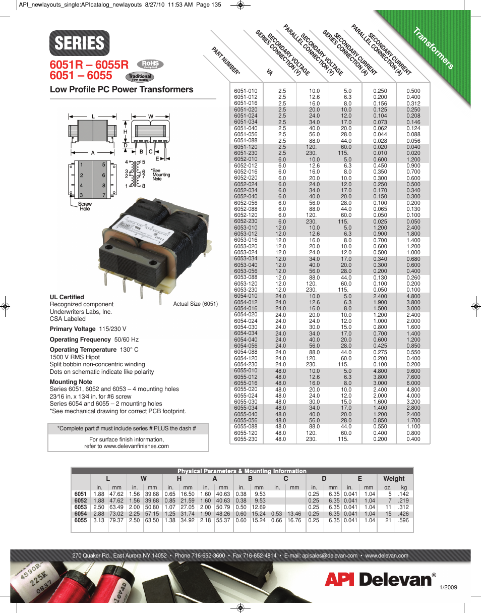 API Delevan 6055 & 6055R User Manual | 1 page