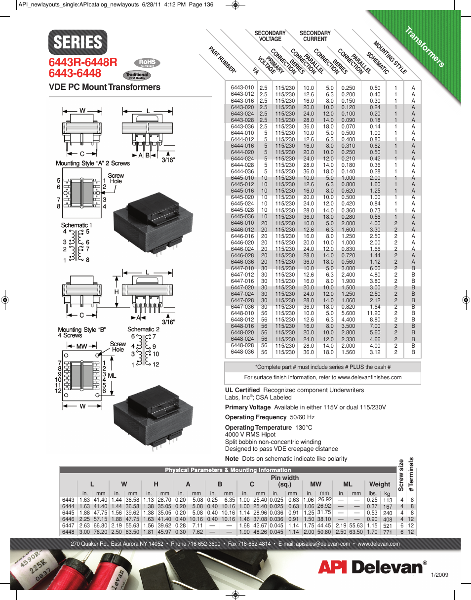 API Delevan 6448 & 6448R User Manual | 1 page