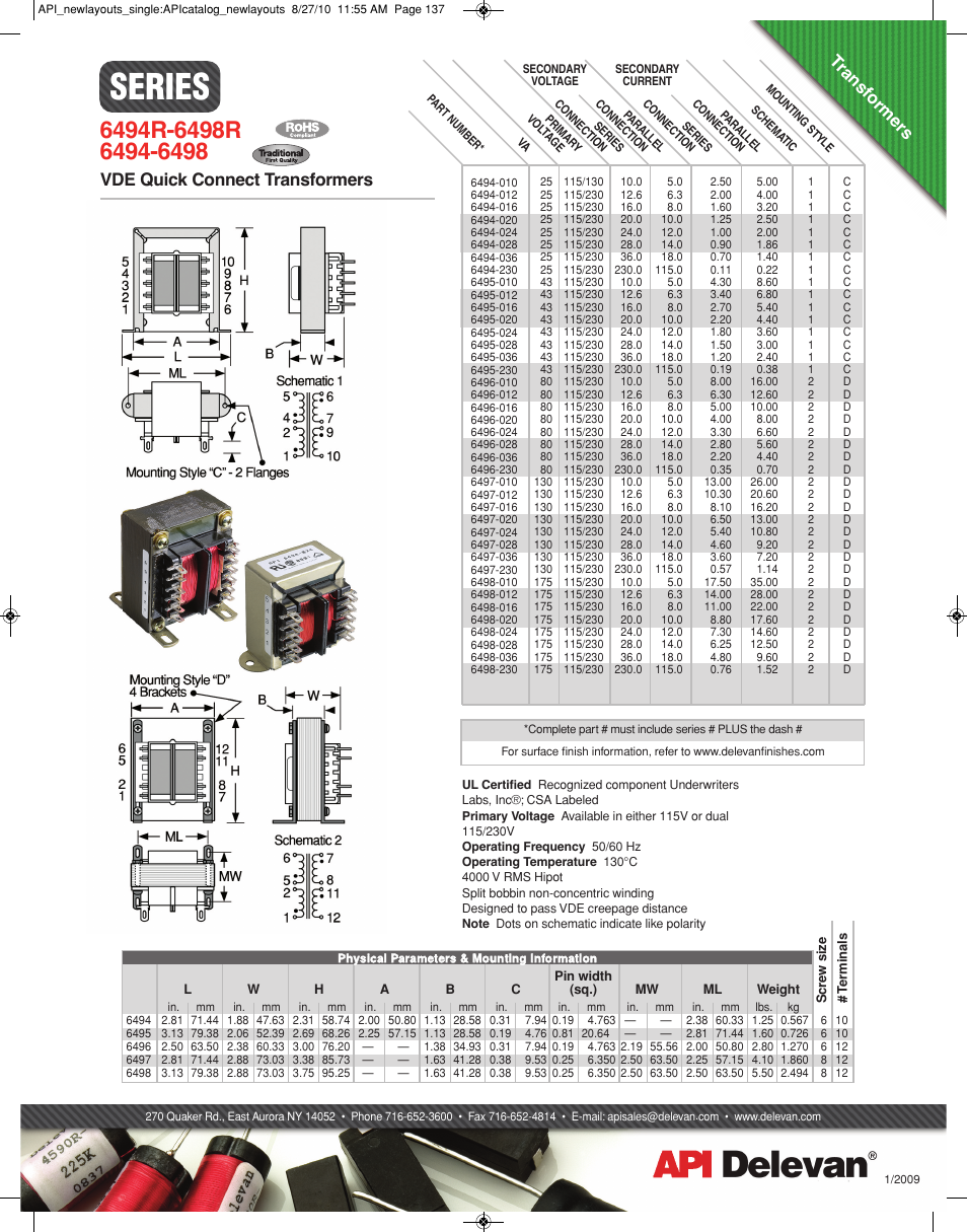 API Delevan 6498 & 6498R User Manual | 1 page
