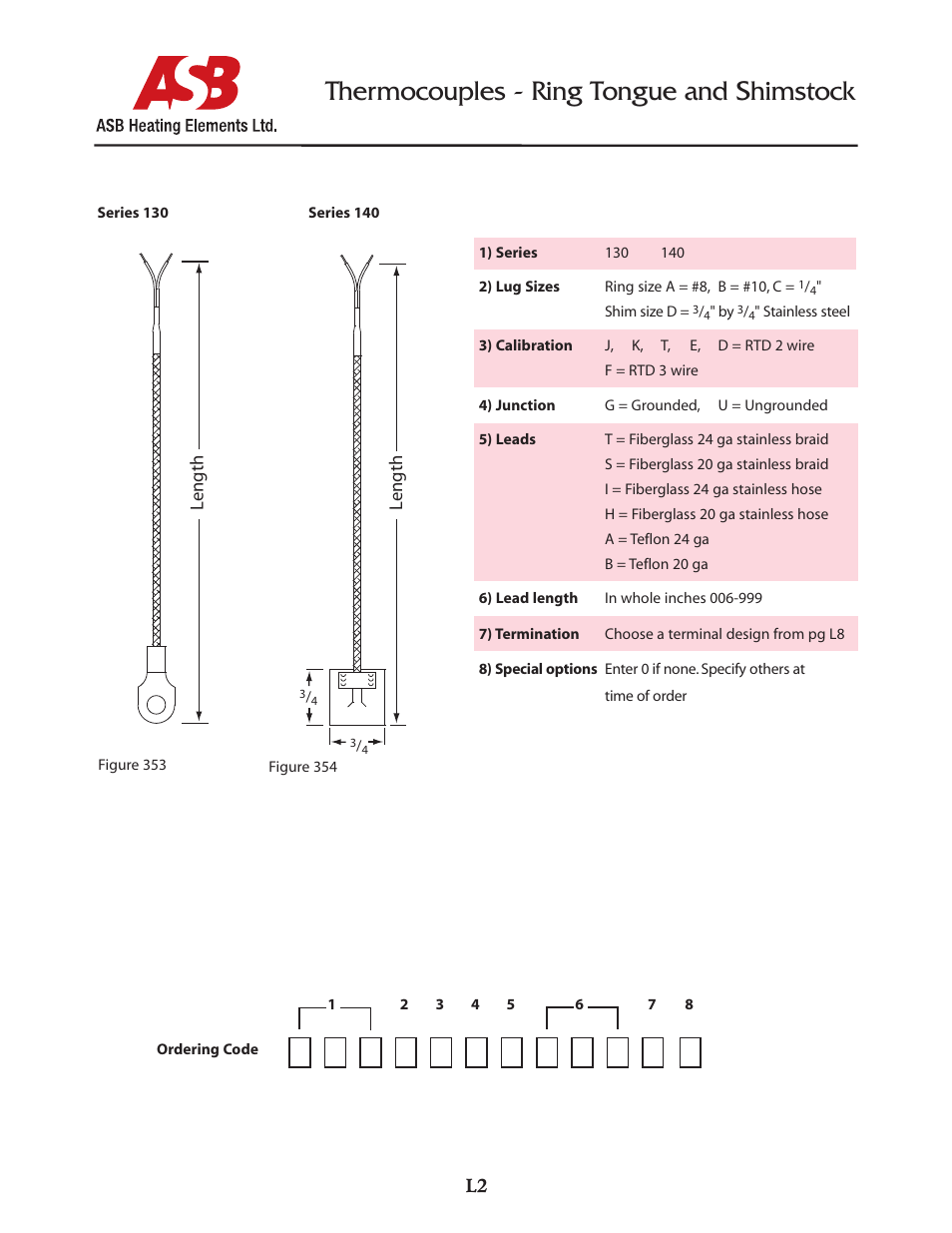Thermocouples - ring tongue and shimstock | ASB Heating Elements Ltd. Thermocouples - Adjustable Bayonet User Manual | Page 2 / 10