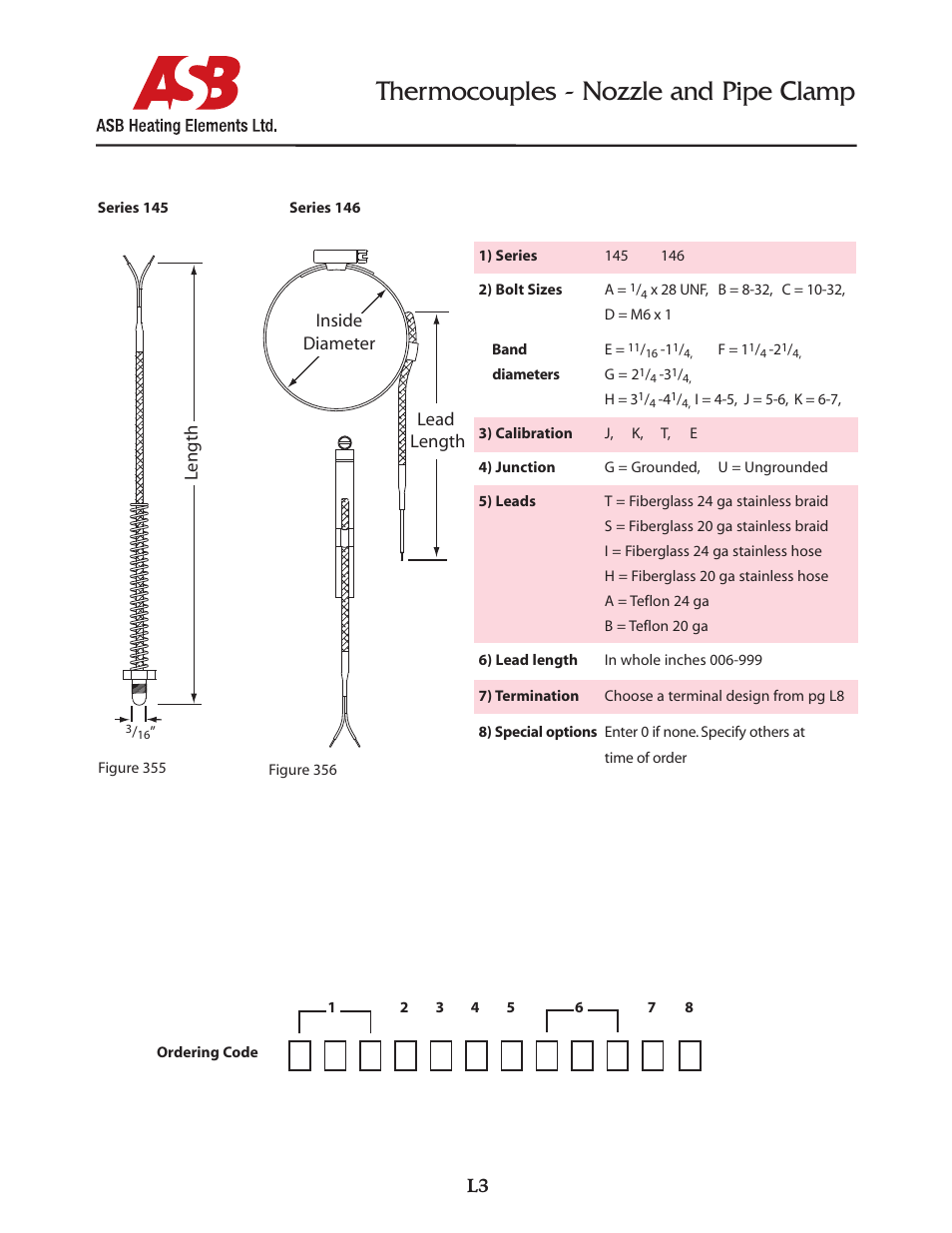 Thermocouples - nozzle and pipe clamp | ASB Heating Elements Ltd. Thermocouples - Adjustable Bayonet User Manual | Page 3 / 10