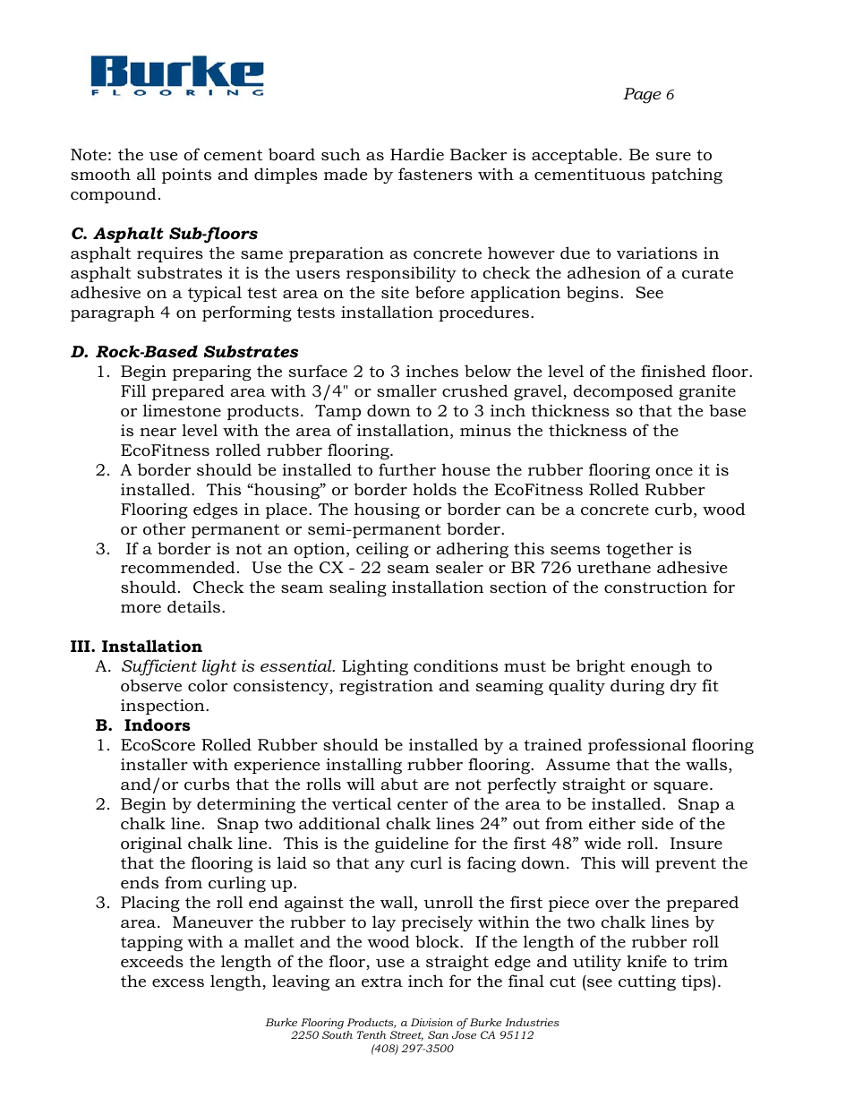 Burke Flooring EcoFitness Rubber Sheet Rolls Installation User Manual | Page 6 / 8