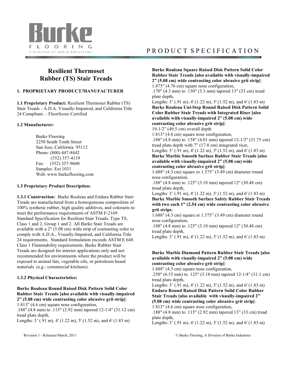 Burke Flooring Endura Round & Square User Manual | 3 pages